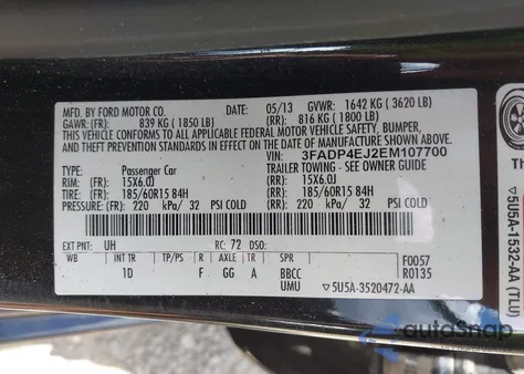 2014 Ford Fiesta Se z USA, uszkodzony, nr VIN 3FADP4EJ2EM107700